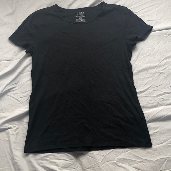 Time and Tru Tops - Time and Tru Black Short Sleeve Crew Tee Women Size 12-14 Large